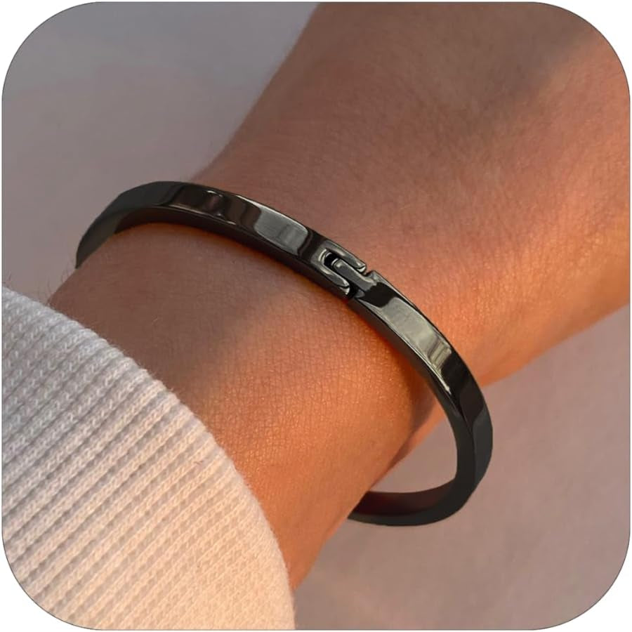 Gold Bangle Bracelets for Women, Trendy Dainty 14K Gold Plated Oval Bangles Stocking Stuffers for Women, Stackable Friendship Bracelets Love Bangle Christmas Birthday Gifts