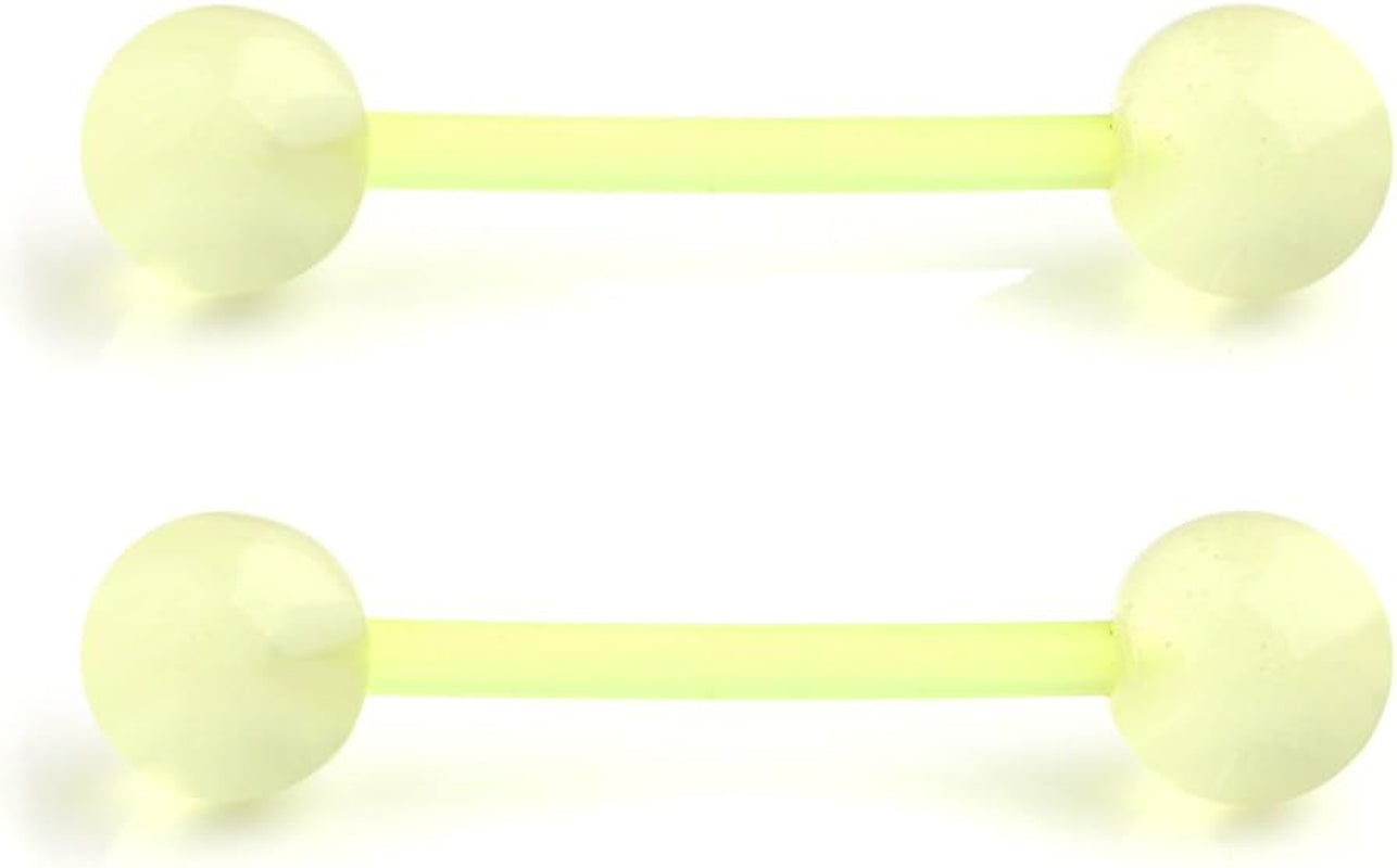 Ruifan 14G 16Mm Glow in the Dark Flexible Acrylic Straight Tongue Nipple Ring Retainer Piercing