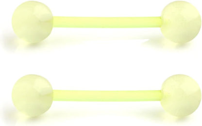 Ruifan 14G 16Mm Glow in the Dark Flexible Acrylic Straight Tongue Nipple Ring Retainer Piercing