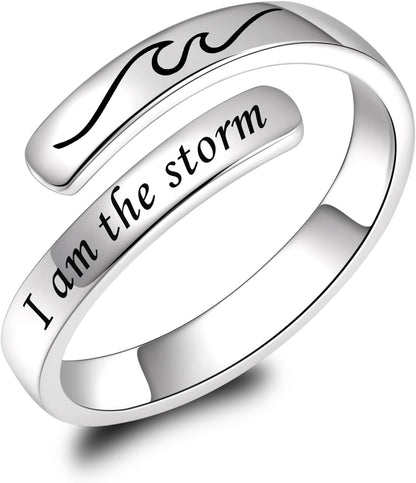 BEILIN 925 Sterling Silver Inspirational Jewelry Rings Adjustable Ring Personality Encouragement Gift for Teens Women