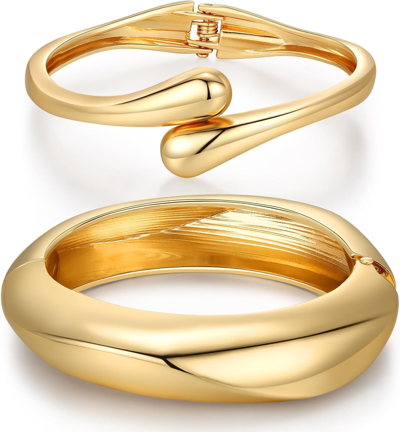 Video demonstration of QPELL chunky gold plated bangle bracelets collection