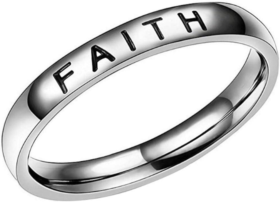 Jude Jewelers stainless steel wedding band ring with love faith hope mantra