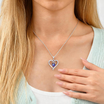 Heart Birthstone Pendant Necklaces for Women - Dainty 925 Sterling Silver Necklace 12 Month Birthstone Jewelry Birthday Anniversary Christmas Jewelry Gifts for Girlfriend Mom Daughter Lady Her