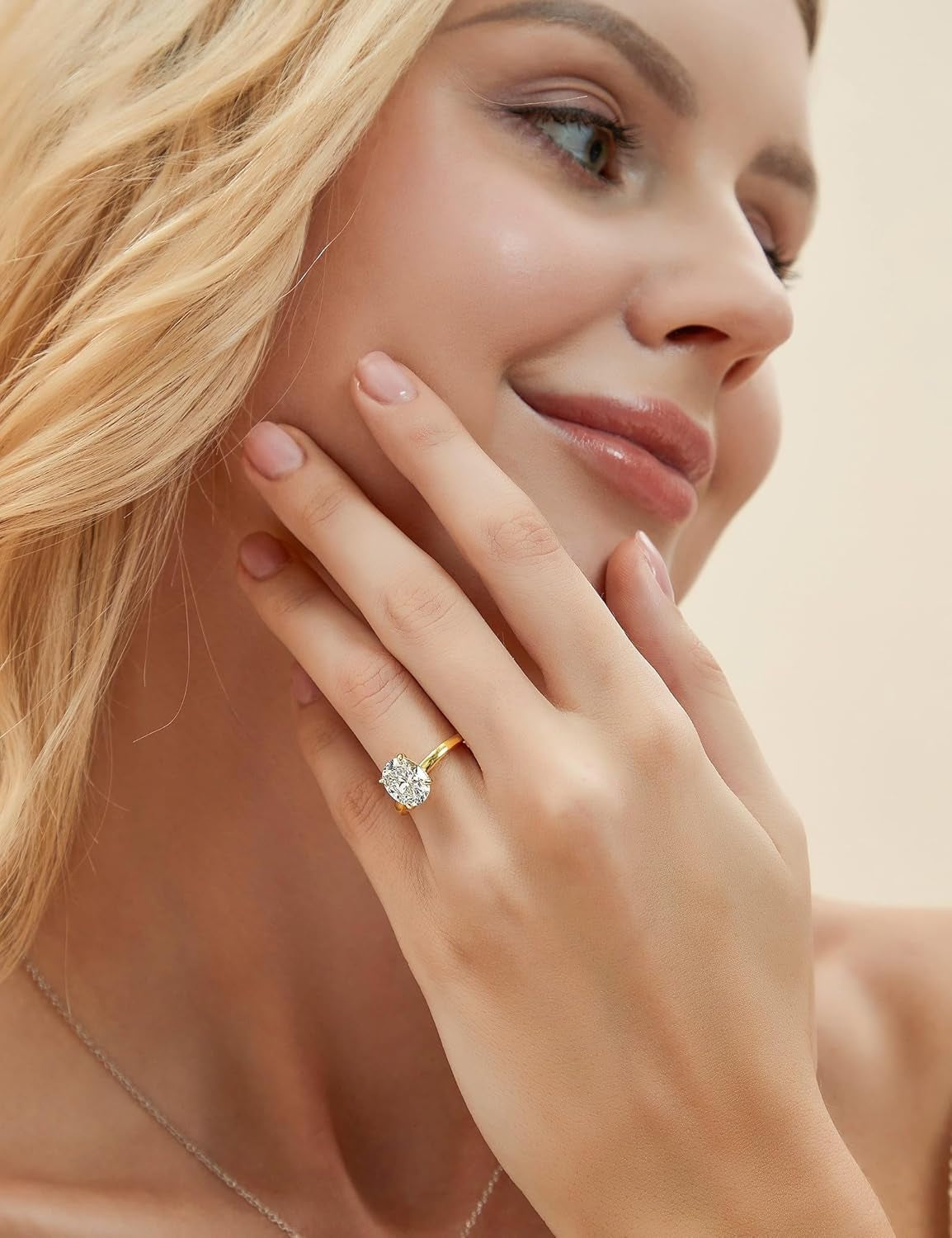 Women Engagement Ring - Elegant Oval Cut Solitaire Cubic Zirconia CZ Wedding Promise Band Perfect for Her Special Day