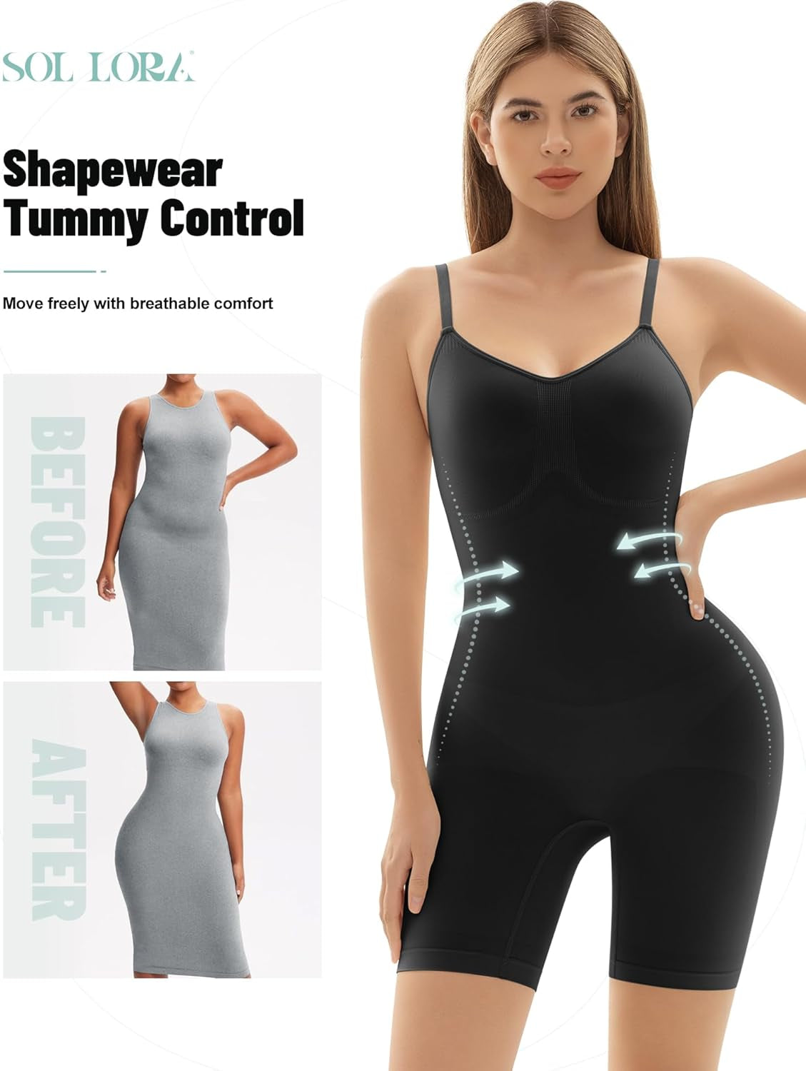 Seamless shaping technology bodysuit close up detail