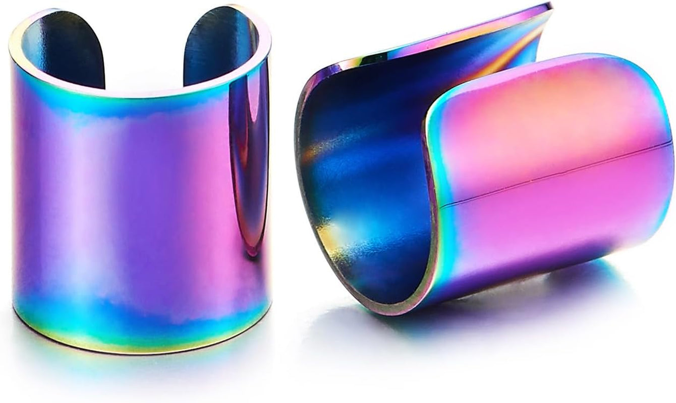 2Pcs Stainless Steel Ear Cuff Ear Clip Non-Piercing Clip on Earrings for Men and Women