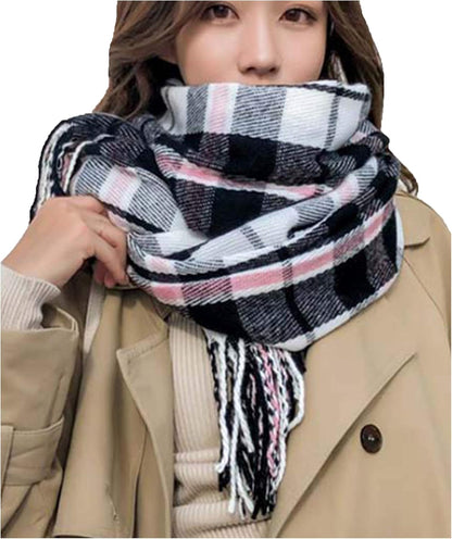 Wander Agio Women'S Fashion Scarves Long Shawl Winter Thick Warm Knit Large Plaid Scarf