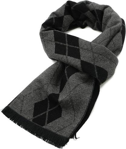 American Trends Mens Winter Warm Long Soft Scarf Plaid Tassel Scarf for Men Soft Classic Scarves