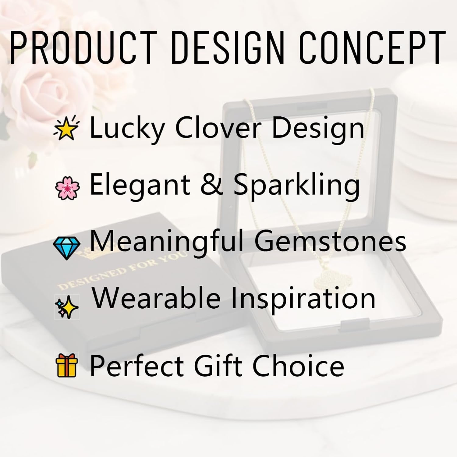 Diamond Four Leaf Clover Necklace for Women, 18K Gold Plated Adjustable Chain with Sparkling CZ Pendant, Elegant and Lucky Fashion Jewelry, Gifts for Women