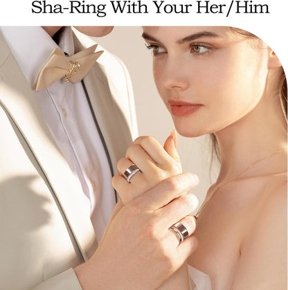 Multiple stacking rings worn together with smart ring