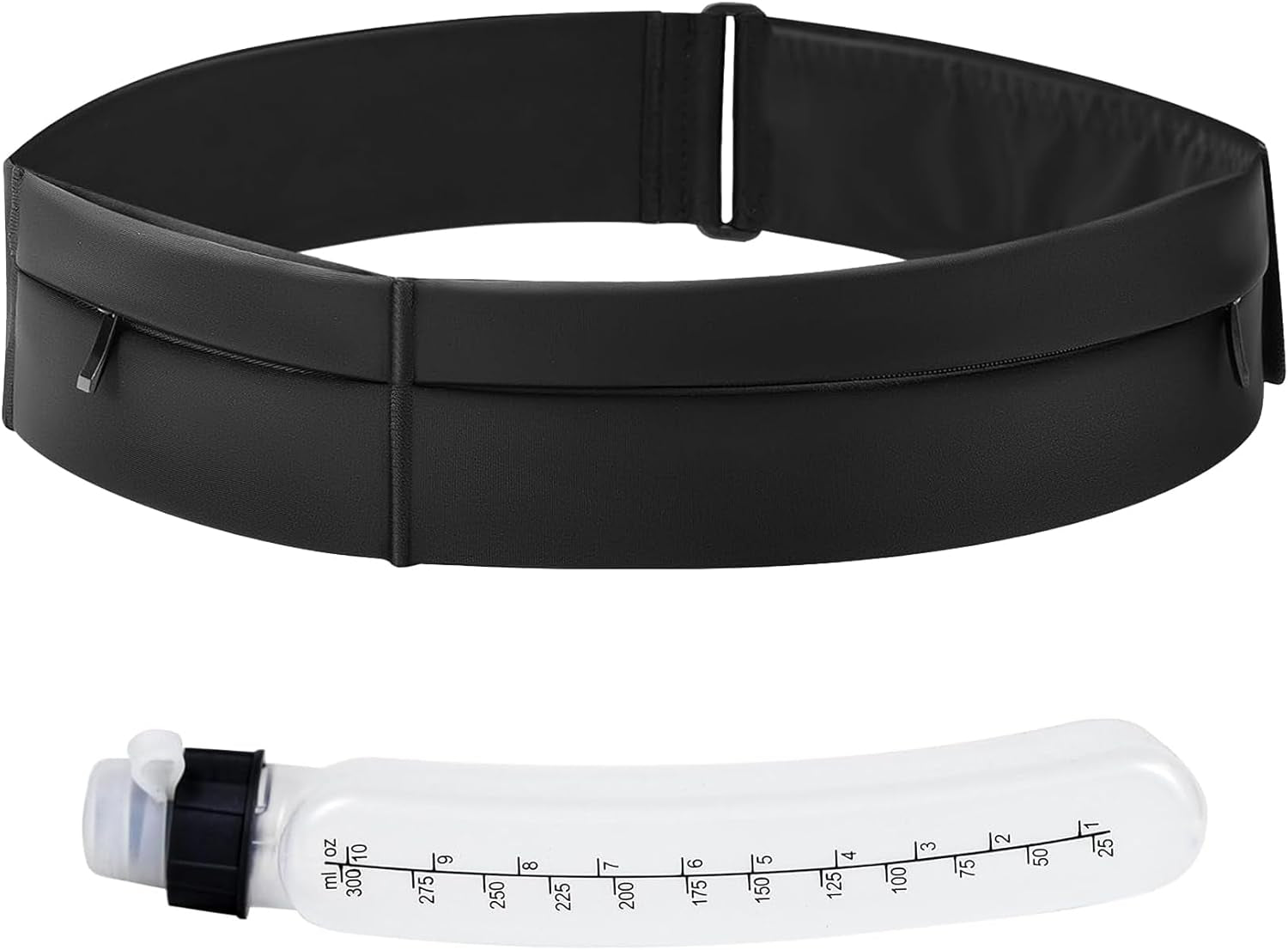 Waterproof running belt worn around male jogger's waist