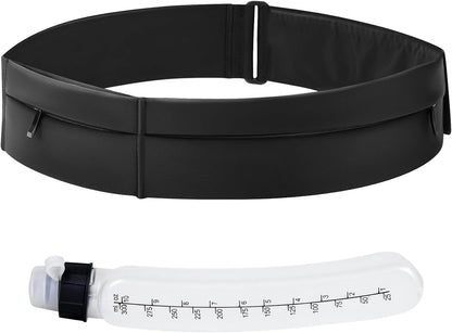 Waterproof running belt worn around male jogger's waist