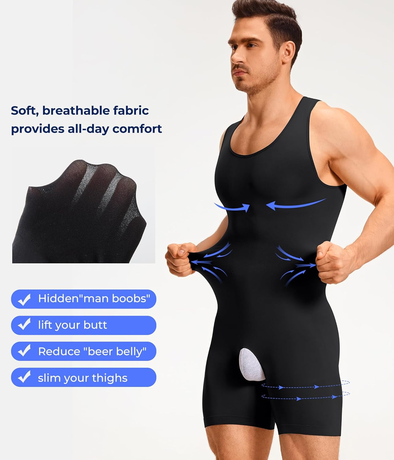Tummy control mens compression shirt slimming body shaper