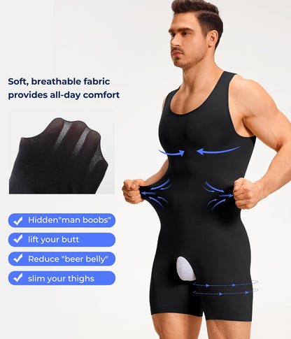 Tummy control mens compression shirt slimming body shaper
