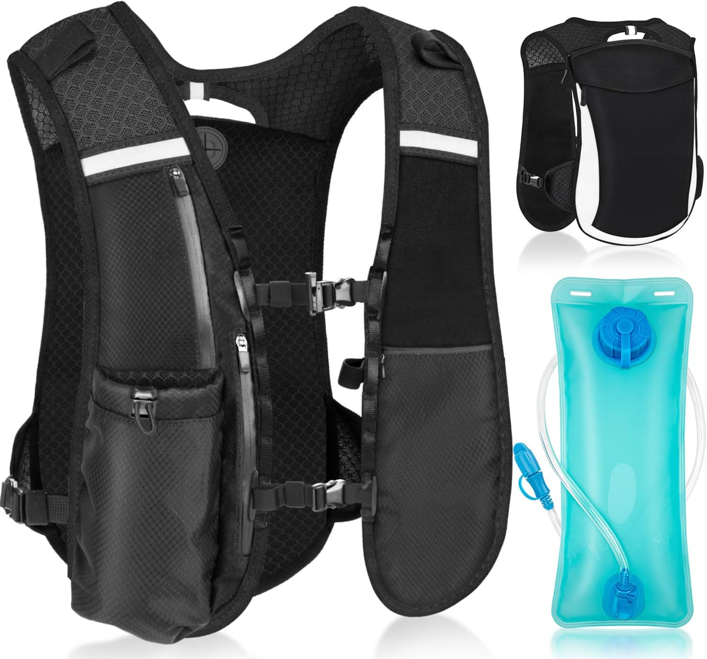 Hydration backpack with 2L water bladder for runners