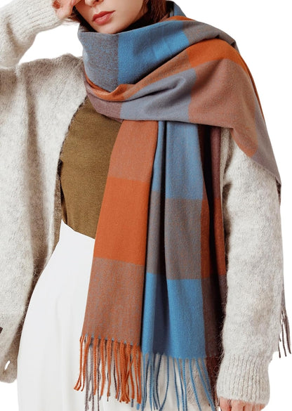 Womens Scarf Winter Blanket Large Scarves Thick Soft Warm Plaid Chunky Scarfs