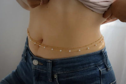 14K Gold Plated Body Chains Dainty Boho Layered Beach Waist Chain Adjustable Bikini Belly Chain Jewelry Accessories for Women Sexy