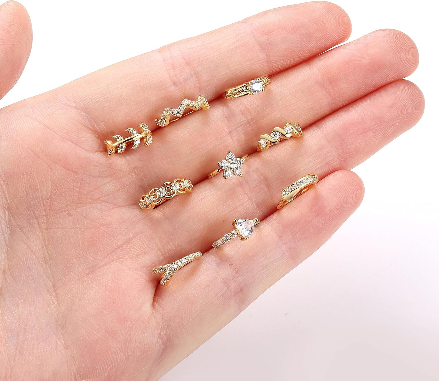 UBGICIG 9Pcs 20G Stainless Steel Nose Rings Hoop for Women Men Paved CZ Cute Cartilage Helix Earrings Body Piercing for Nose Ear Gold Silver