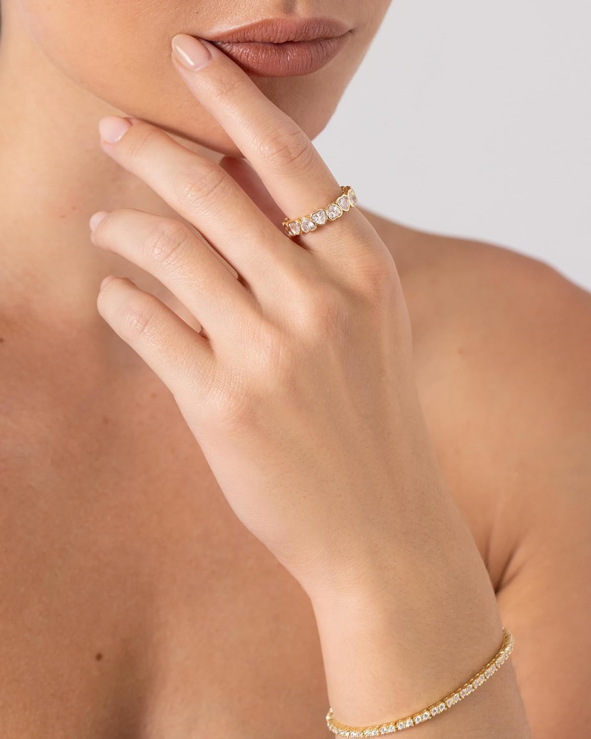 Stackable wedding band heart ring for women