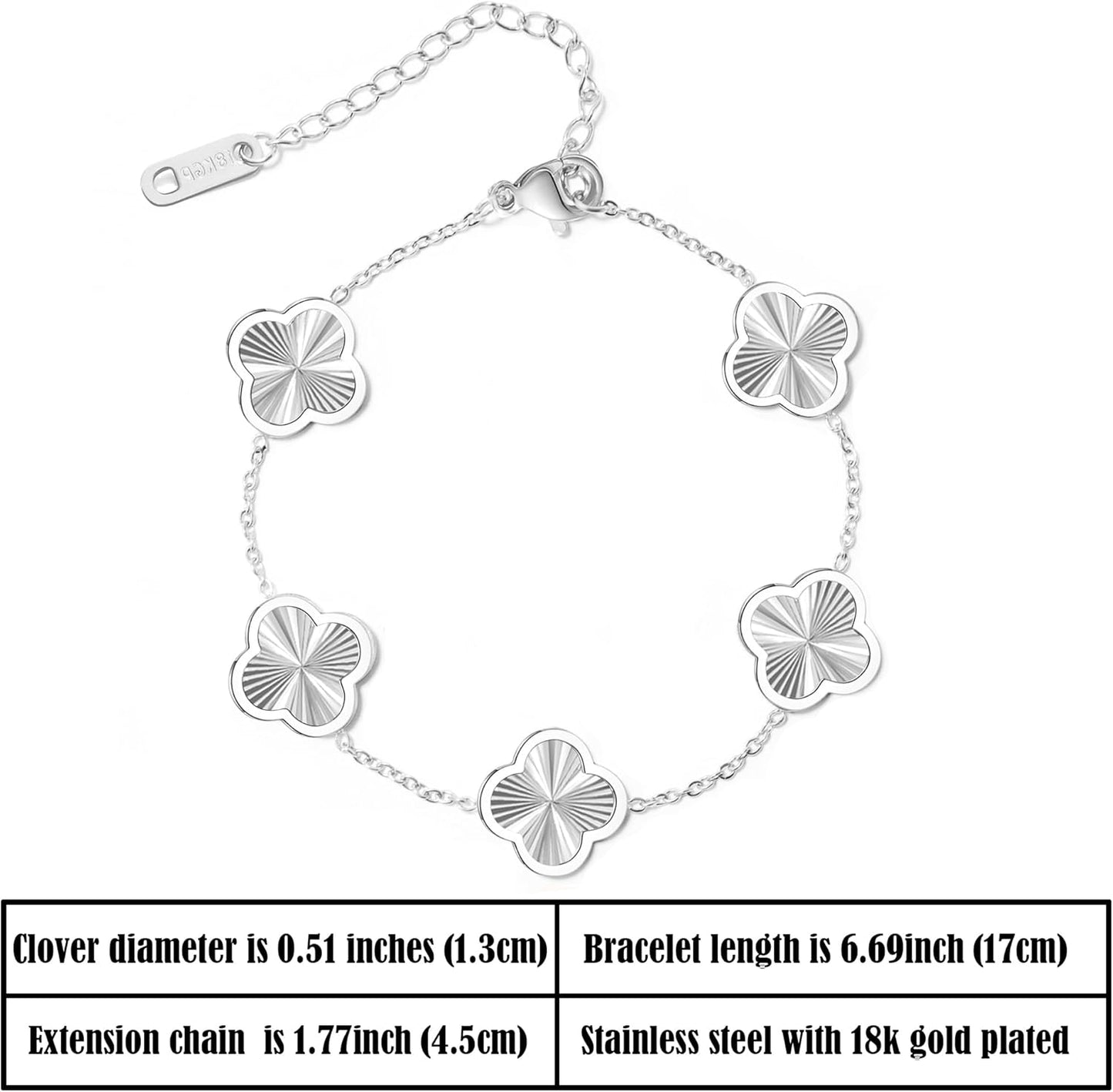 3PC Clover Bracelets Set 18K Gold Plated Lucky Clover Bracelet Women Adjustable Link Bracelets Cute Gold Jewelry