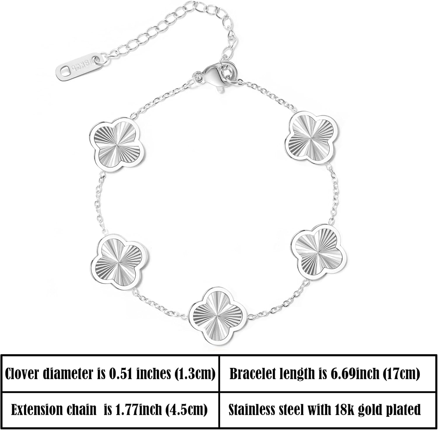 3PC Clover Bracelets Set 18K Gold Plated Lucky Clover Bracelet Women Adjustable Link Bracelets Cute Gold Jewelry