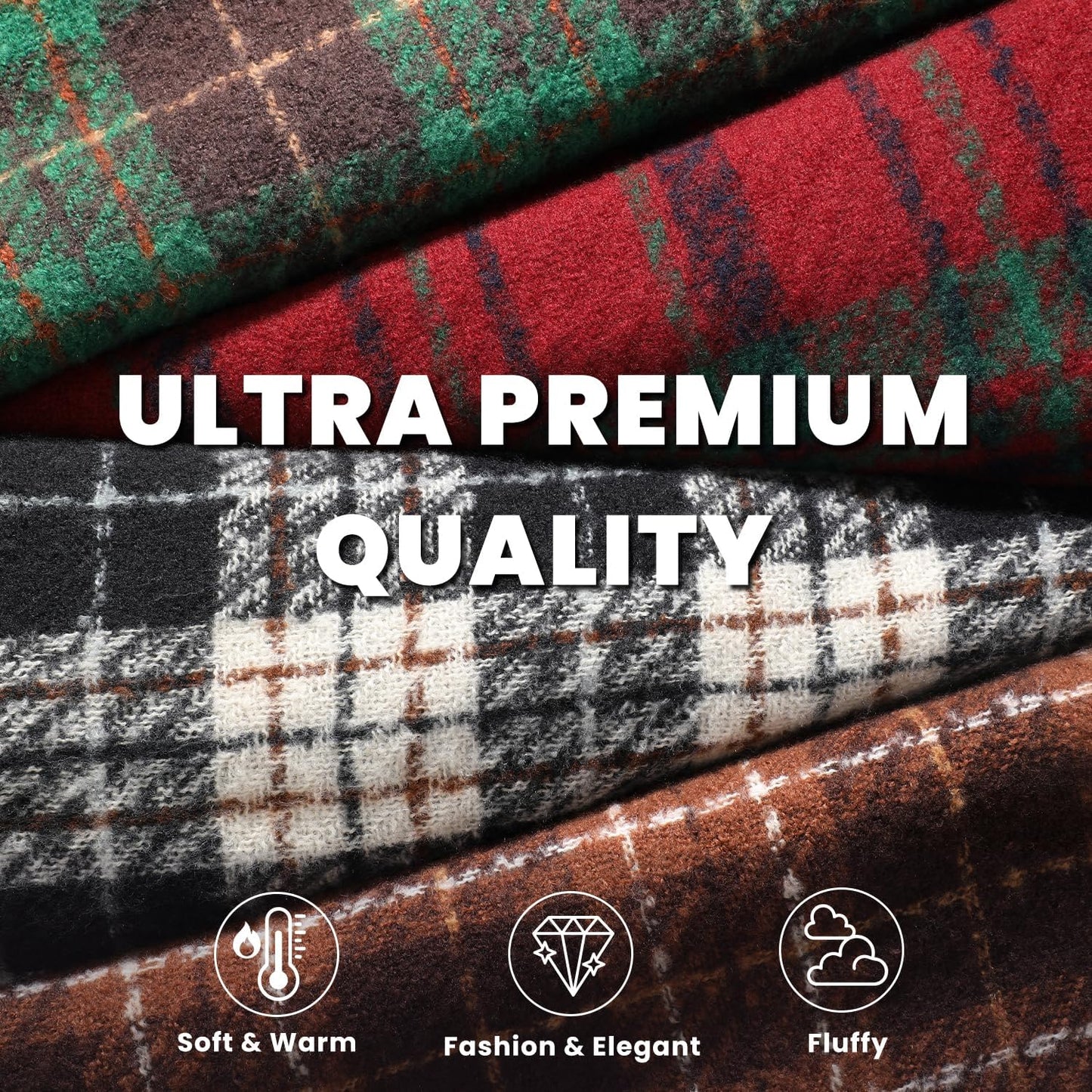 Tavaleu Winter Scarf for Women, Cashmere Feel Scarf Blanket Plaid Scarfs, Shawls Wraps Womens Scarves Fall Warm Tassel Shawls