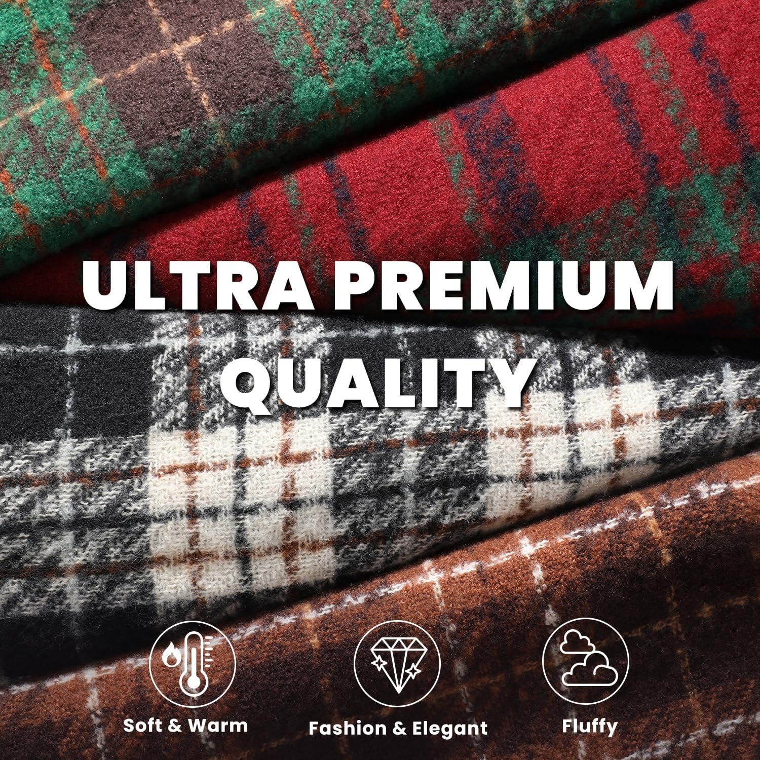 Tavaleu Winter Scarf for Women, Cashmere Feel Scarf Blanket Plaid Scarfs, Shawls Wraps Womens Scarves Fall Warm Tassel Shawls