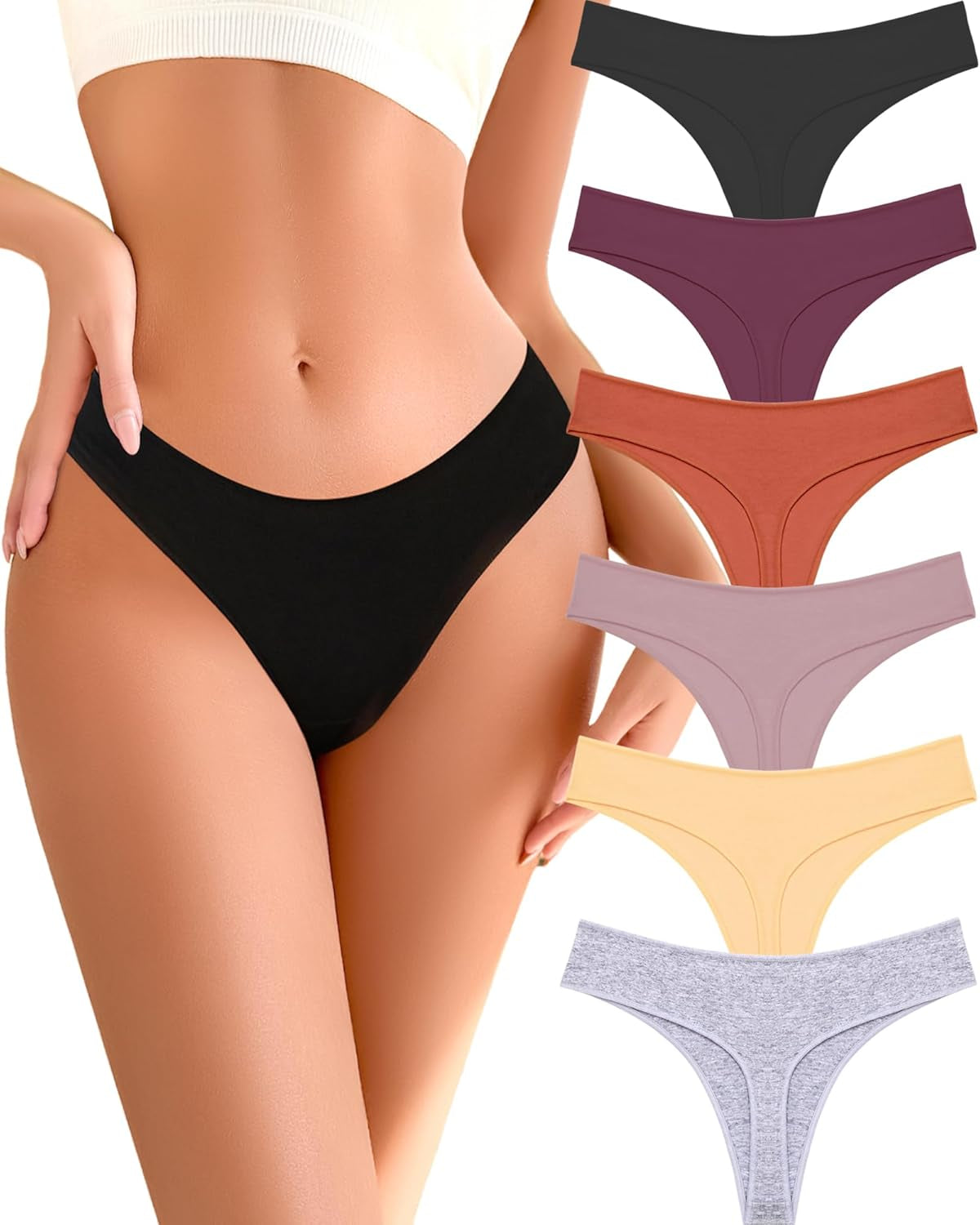 Cotton thongs for women pack of 6 multicolor