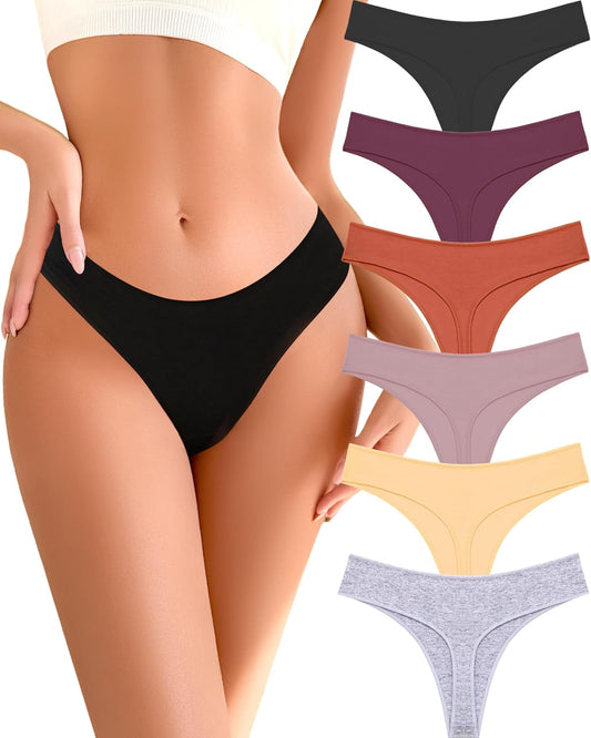 Cotton thongs for women pack of 6 multicolor