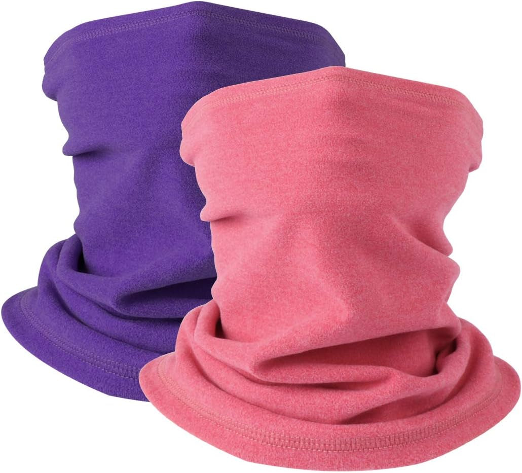 KGC 2 Pack Winter Neck Warmer Gaiter Fleece Windproof Face Mask Cover Cold Weather Scarf for Men & Women