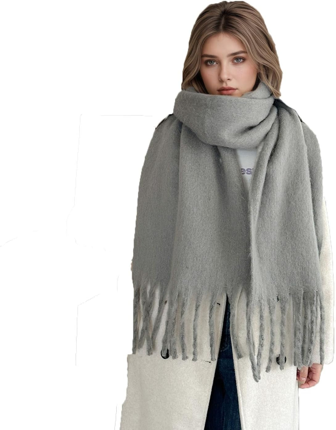 Women'S Winter Scarfs, Mohair Vintage Scarf for Women and Men, Large Chunky Scarf Cashmere Feel Blanket Wrap