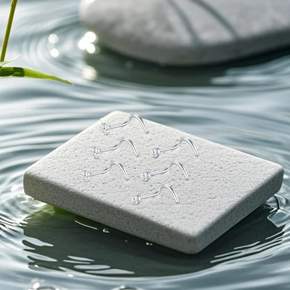 D.Bella Nose Rings 10Pcs 18G Nose Screw Rings Studs Surgical Steel Piercing Jewelry 2Mm Clear CZ Silver