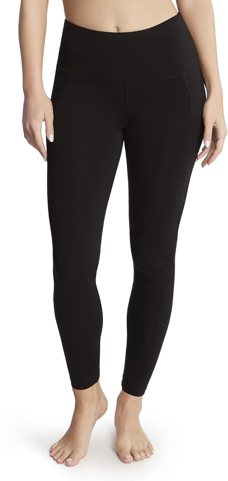 Woman wearing Jockey cotton ankle leggings with visible side pocket