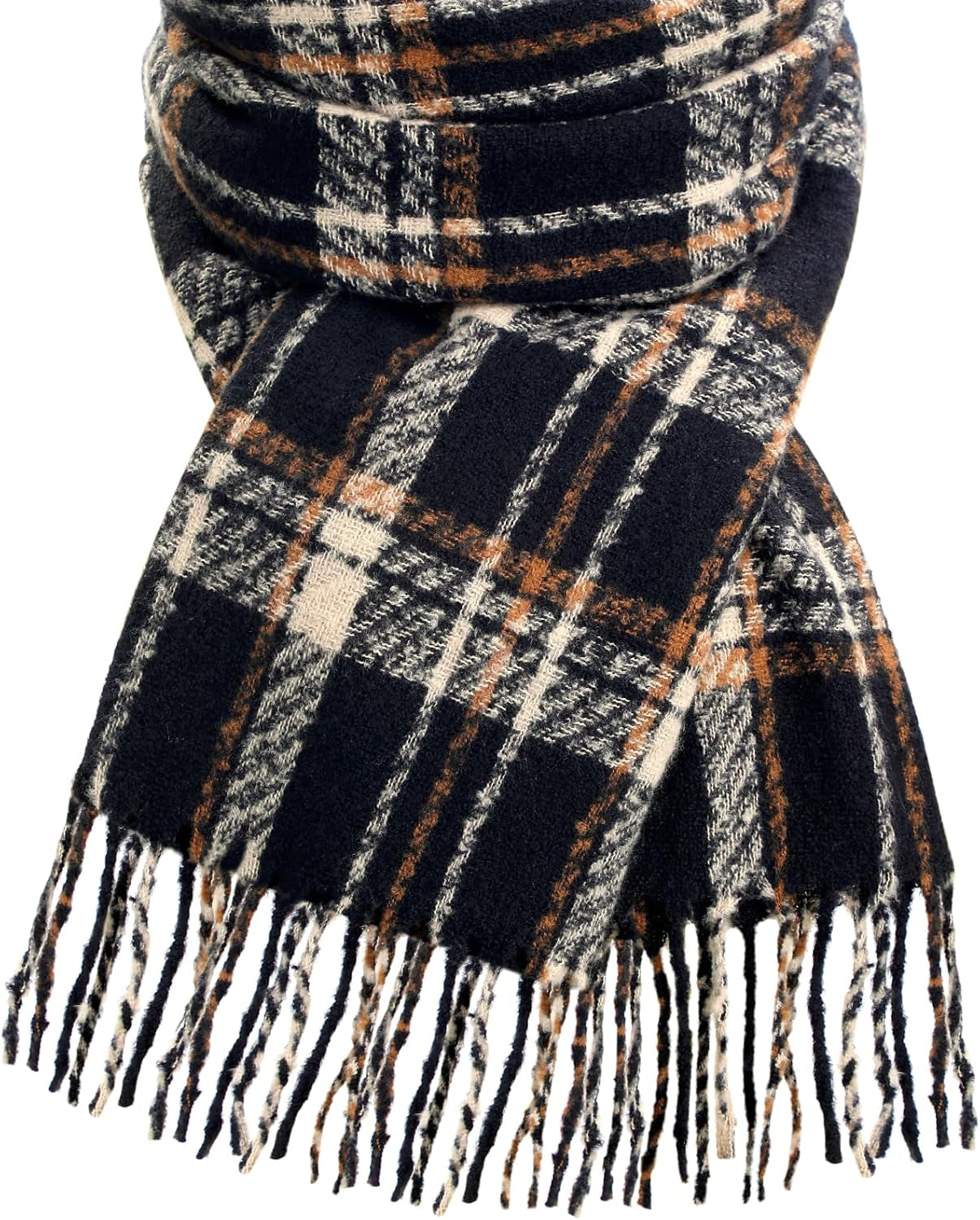 Winter Scarf for Women, Fashion Plaid Blanket Scarves with Fringe, Long Soft Scarf Shawl Wraps