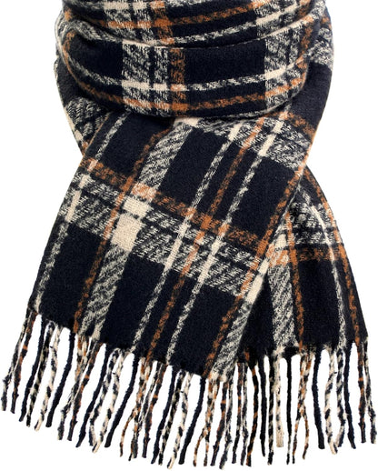 Winter Scarf for Women, Fashion Plaid Blanket Scarves with Fringe, Long Soft Scarf Shawl Wraps