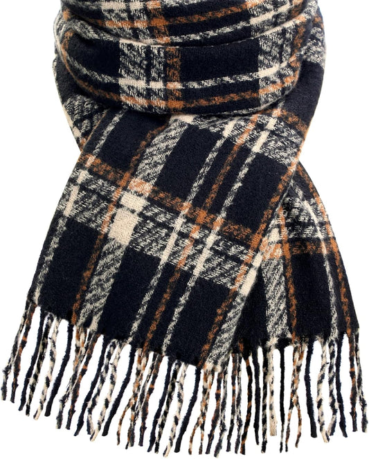Winter Scarf for Women, Fashion Plaid Blanket Scarves with Fringe, Long Soft Scarf Shawl Wraps