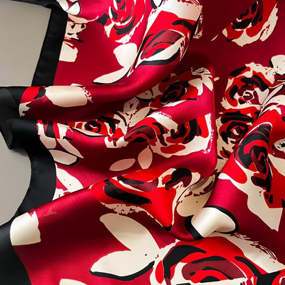 MINIDORA Satin Scarves for Women 27.5 × 27.5 Inches Medium Square Elegant Silk Feeling Head Scarf