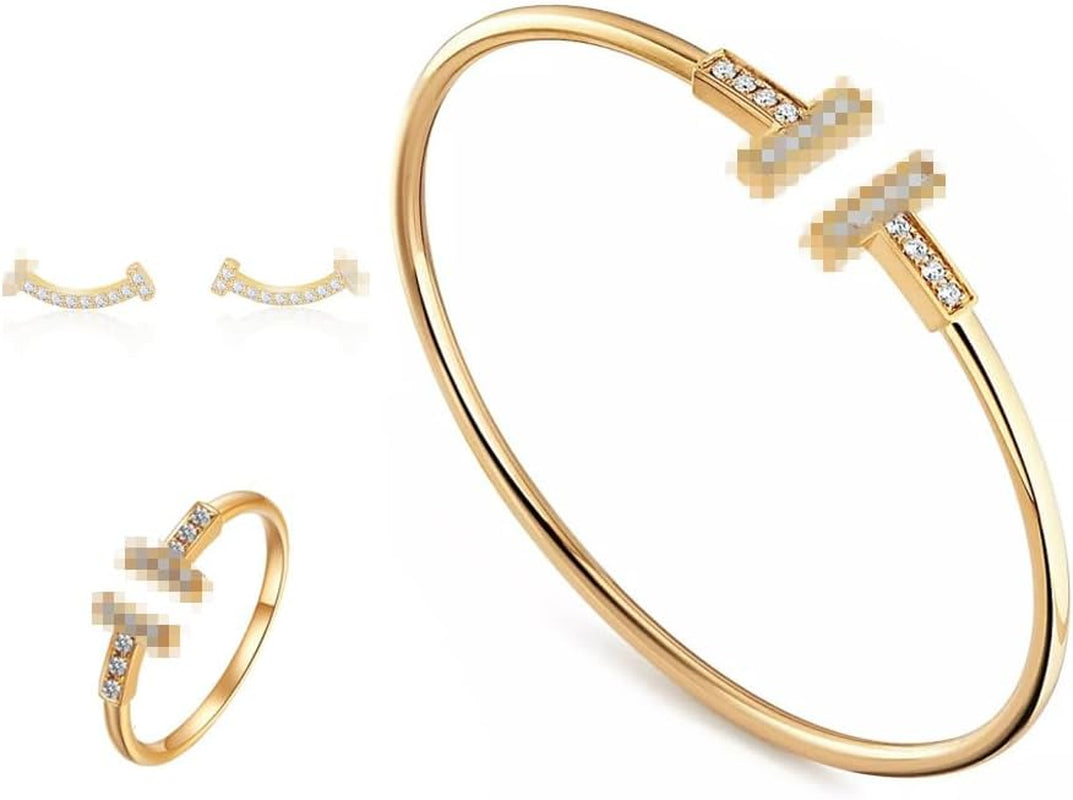 Bangle Bracelets for Women Gold Shine Earrings Rings Bangles Sets