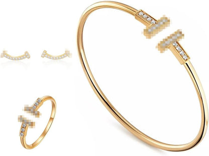 Bangle Bracelets for Women Gold Shine Earrings Rings Bangles Sets