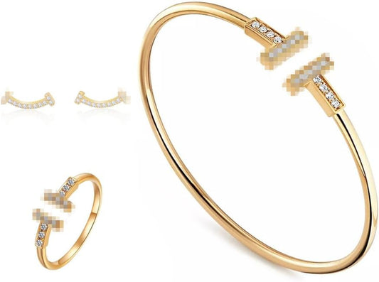 Bangle Bracelets for Women Gold Shine Earrings Rings Bangles Sets