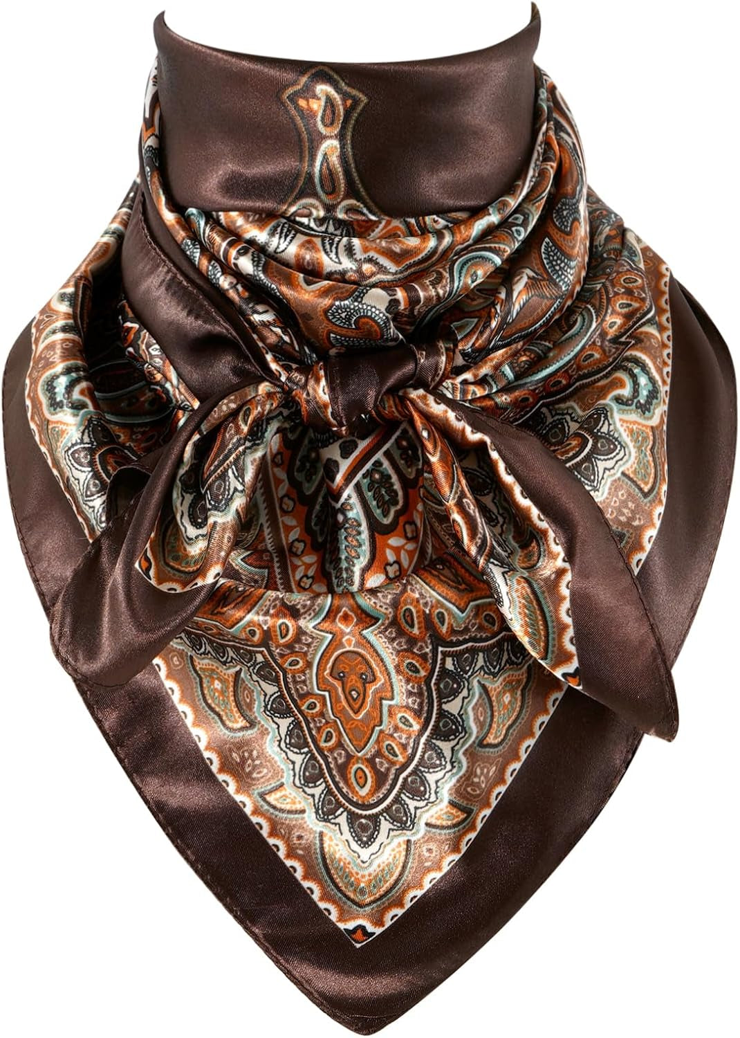 GERINLY 35 Inch Wild Rag Cowboy Scarves for Men, Large Rancher Neckerchief Silk Feel, Oversize Western Bandana