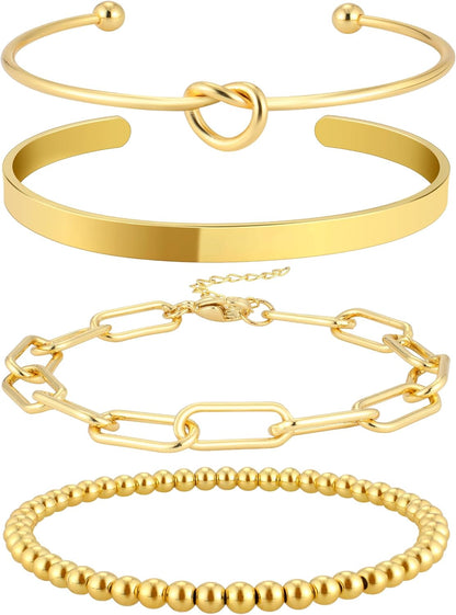 Gold layered bangle bracelets collection for women