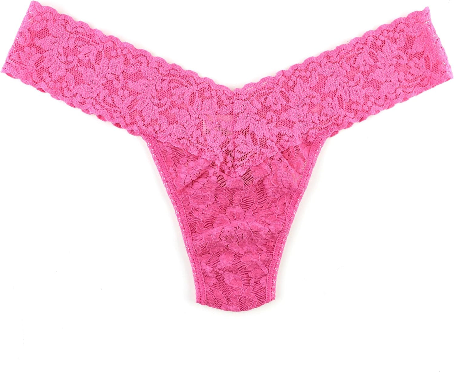 Hanky Panky low-rise lace thong demonstrating flattering fit under clothing