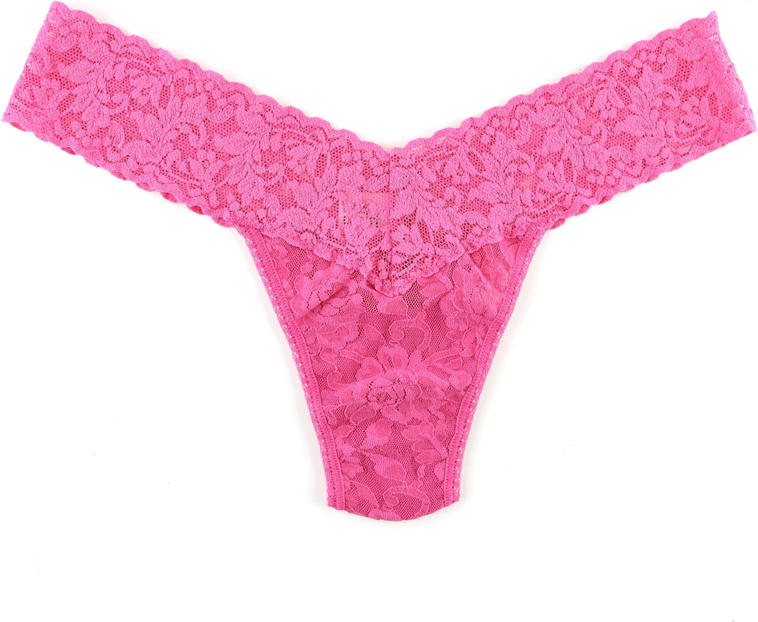 Hanky Panky low-rise lace thong demonstrating flattering fit under clothing