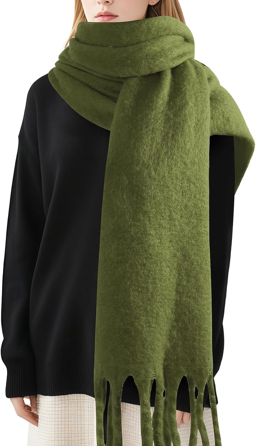 Premillow Women'S Mohair Winter Scarf Pure Color, Warm Winter Scarf for Women and Men, Soft Luxurious Cashmere Feel Scarfs