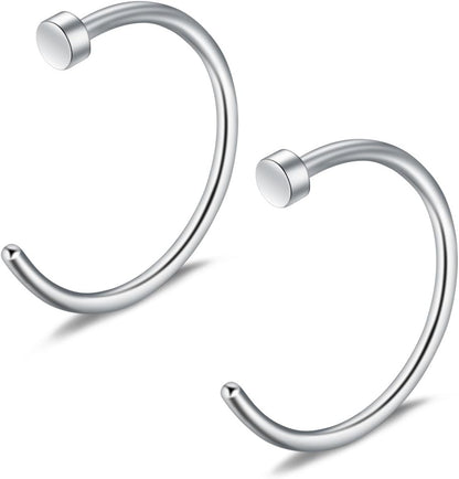 Ruifan 10Pcs Stainless Steel Body Jewelry Piercing Earrings Nose Hoop Ring Unisex 22G 20G 18G 5/16"