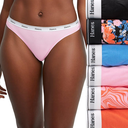 Breathable cotton blend stretch thong underwear for women