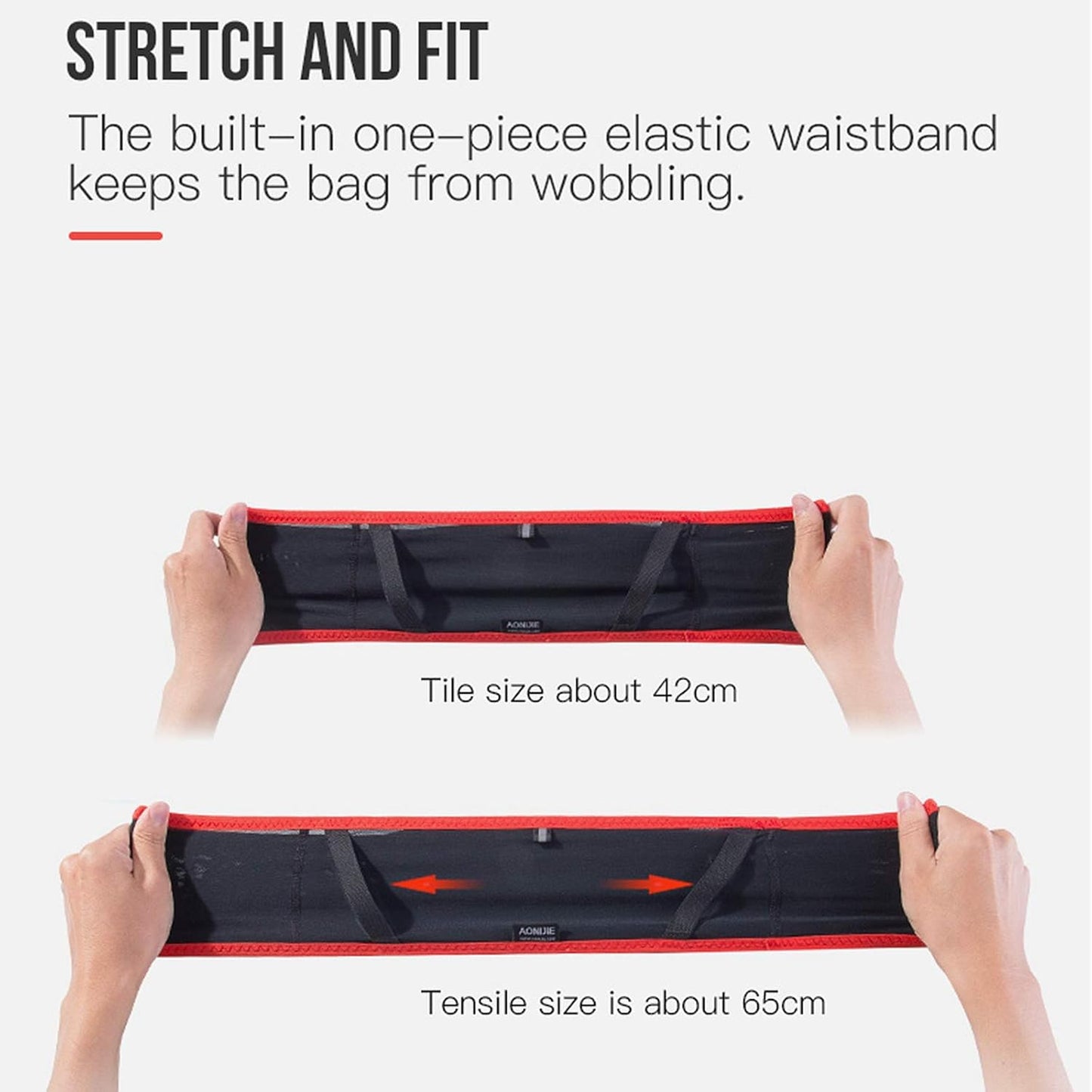 AONIJIE hydration belt displaying moisture-wicking nylon material quality