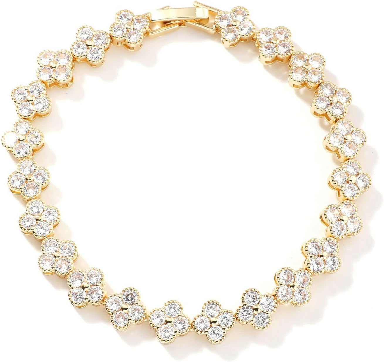 18K Gold-Plated Mother of Pearl Enamel, Adjustable Clover Lucky Bracelet for Women