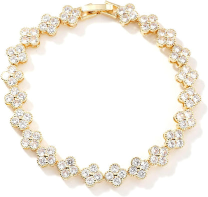 18K Gold-Plated Mother of Pearl Enamel, Adjustable Clover Lucky Bracelet for Women